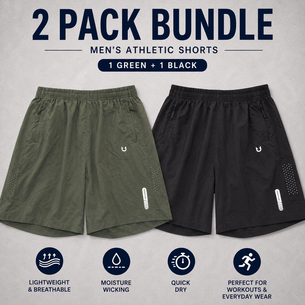 Northyard Mens Athletic Shorts 2 Pack Bundle Black Green XL 7 Inch Inseam Gym